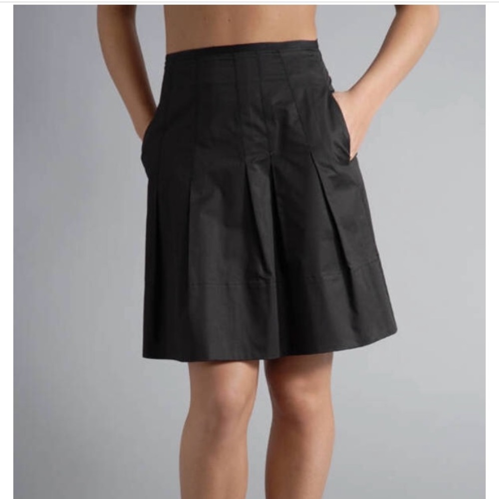 Vince Black A-Line Pleated Skirt